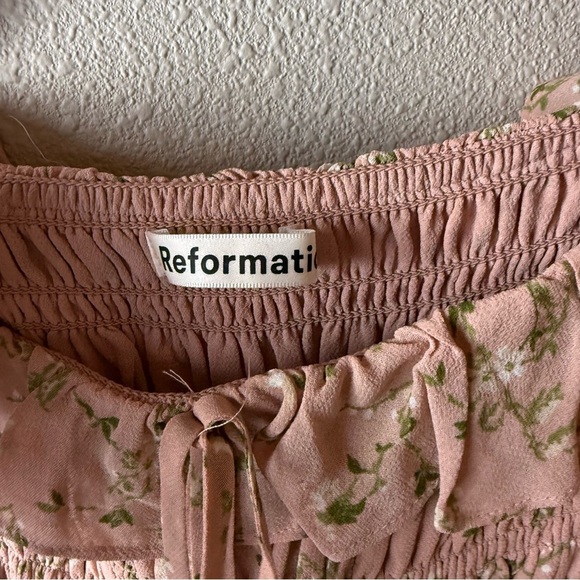 Reformation Morris Mini Dress Melody Blush Pink Long Sleeve Smock Floral Women 2 - Picture 10 of 16